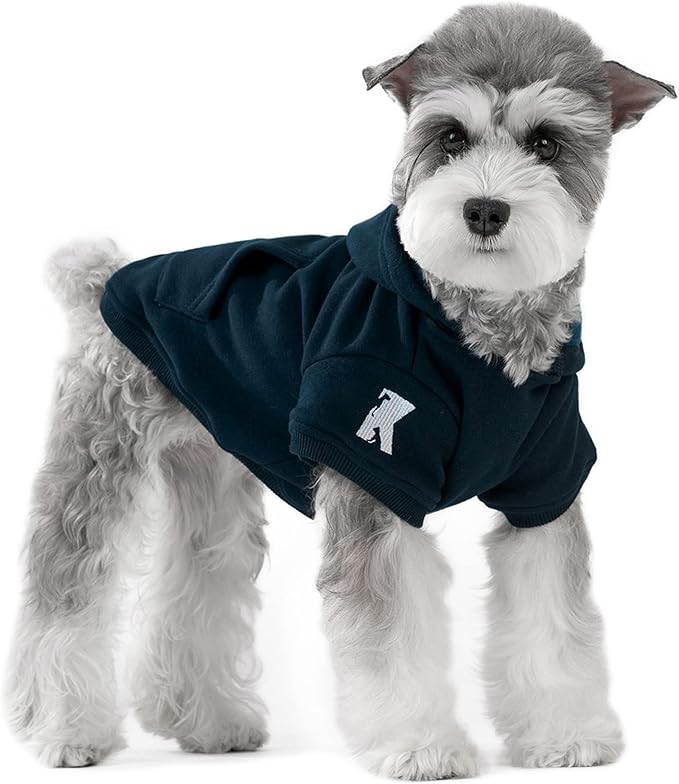 Koneseve Dog Hoodie Fleece Puppy Clothes Warm Sweater with Hat for Small Dogs Cat Hooded Shirt Kitten Pet Basic Hoodies Sweatshirt with Pocket Doggie Soft Winter Coat Apparel (Blue; M)