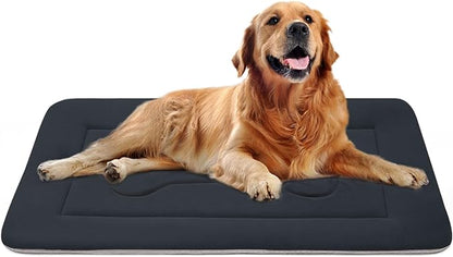 JoicyCo Large Dog Bed Soft Dog Crate Pad Mat 42 in Non-Slip Bottom Washable Dog Sleeping Mattress Pet Beds Cat Bed Kennel Pad, Dark Gray