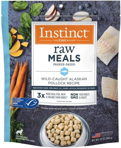 Instinct Freeze Dried Raw Meals, Natural Dry Dog Food, Grain Free - Wild Caught Pollock, 24 oz. Bag