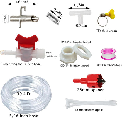 Automatic Rabbit Watering System 20 Set Rabbit Nipple Drinkers Water Feeders 5/16” Hose Barb Fittings to G1/2" and Water Bucket Connector for Small Animals Guinea Pig Ferret Rats Rodent Bunny