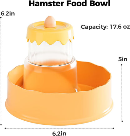 Mini&moe Hamster Food Bowl - Automatic Guinea Pig Feeder No Spill Storage Small Pet Food Dispenser for Gerbil, Rat, Chinchilla, Ferret, Hedgehog