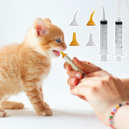 Pet Feeding Syringe with Nipple, Silicone Feeding Tools for Kitten Puppy Feeding Syringe for Newborn Cat Dog Small Animals Rabbits (10ml+12ml)