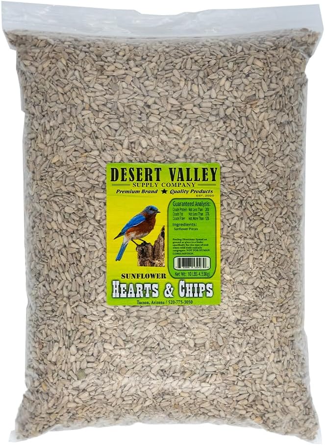 Desert Valley Sunflower Hearts and Chips Seed, All Natural, Non-GMO Premium Wild Bird and Wildlife Food (10-Pounds)