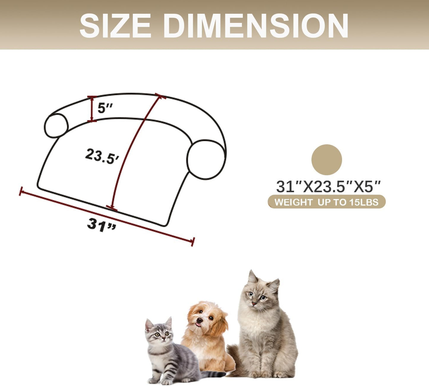 Calming Dogs/Cats Bed Mats, Dog Pad Washable Removable Couch Cover, Plush Long Fur Mat for Pets, Waterproof Lining, Perfect for Small, Medium and Large Dogs and Cats (Gradient Brown, 31"x23")