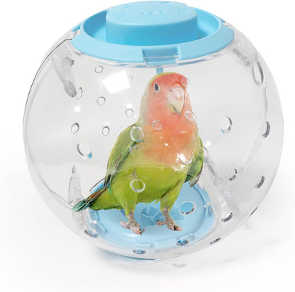 Bird Toys Parrot Running Ball for Small Birds Transparent Breathable Large Space for Parakeets, Conures, Budgies, and Lovebirds, Diameter 7.1-inch