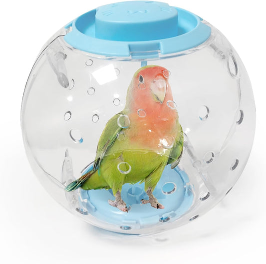 Bird Toys Parrot Running Ball for Small Birds Transparent Breathable Large Space for Parakeets, Conures, Budgies, and Lovebirds, Diameter 7.1-inch