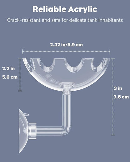 Pawfly Shrimp Feeding Dish with Suction Cup, Clear Acrylic Aquarium Shrimp Feeder, Fish Feeding Tray for Freshwater and Saltwater Tanks, Flower-Shaped