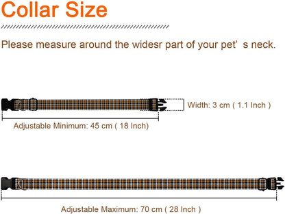 Black Orange White Plaid Gingham Dog Collar Pet Neck Strap for Small Medium Large Dogs Soft Adjustable Buckle