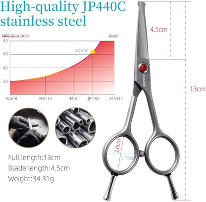 4.5" Straight Dog Scissors for Grooming Face and Paws with Safety Round Tip for Small Dogs Cats Face Paw Ears Trimmer Cat Grooming Scissors(4.5" Straight, Gray)