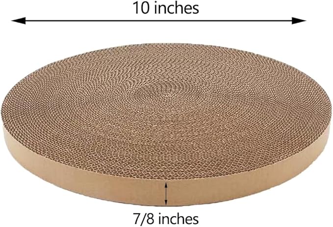 Round Cat Scratcher Replacement Pads -Circle Scratcher Pad Cardboard Cat Scratchers Refill 10 inch Diameter 7/8 inch Thickness(Replace Cardboard 2PCS)
