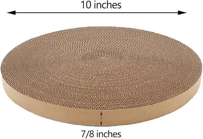 Round Cat Scratcher Replacement Pads -Circle Scratcher Pad Cardboard Cat Scratchers Refill 10 inch Diameter 7/8 inch Thickness(Replace Cardboard 2PCS)