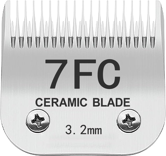 TRAH 7FC Blade Dog Grooming Clipper Replacement Blades Compatible with Andis Dog Clippers,Most A5, Wahl KM Series Clippers,Detachable Ceramic Blade,Size-7FC, 1/8-Inch Cut Length (3.2mm) Silver