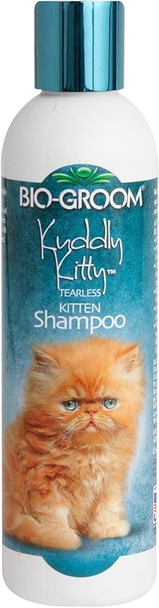 Bio-Groom Kuddly Kitty Shampoo - Tearless, Gentle Kitten Shampoo, Soap-Free, Cat Bathing Supplies, Quick Rinse, Cat & Kitten Grooming Supplies, Cruelty-Free, Made in USA, Cat Shampoo - 8 fl oz 1-Pack