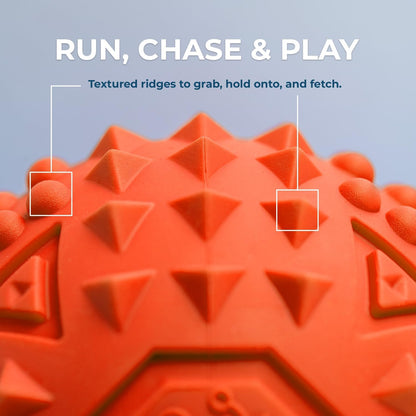 Best Pet Supplies Interactive Squeaky Dog Chew Toy, Ideal Dog Toys for Chewers, Small, Medium & Large Dogs, and Fetch Lovers - Spiky Ball (Blue, Orange), Large 3.5"