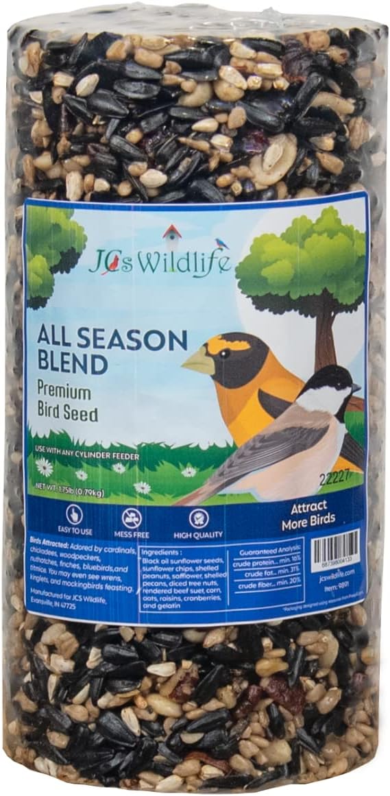JCs Wildlife All Season Blend Premium Bird Seed Small Cylinder, 1.75 lb (4 Cylinder)