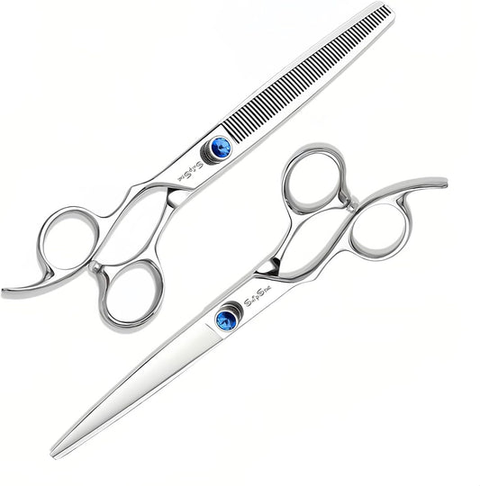 7.5in Straight Thinning Dog Grooming Scissors Set, VG10 Steel Pet Shears Kit, Professional Dog Trimming Scissors, for Rabbit Cat Face Body Hair Cutting Groomer or at Home, with Ergonomic Handle