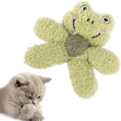 Cat Toys with Catnip Kitten Chew Bite Supplies Boredom Relief Fluffy Kitty Teeth Cleaning Chewing Cat Lovers Interactive Plush Gift (Frog)