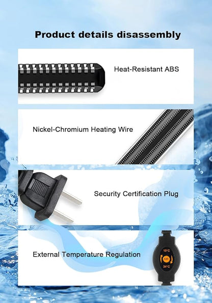 100W Aquarium Heater, Adjustable Thermostat Fish Tank Heater | Auto Shut-Off, Explosion-Proof for Fresh & Saltwater