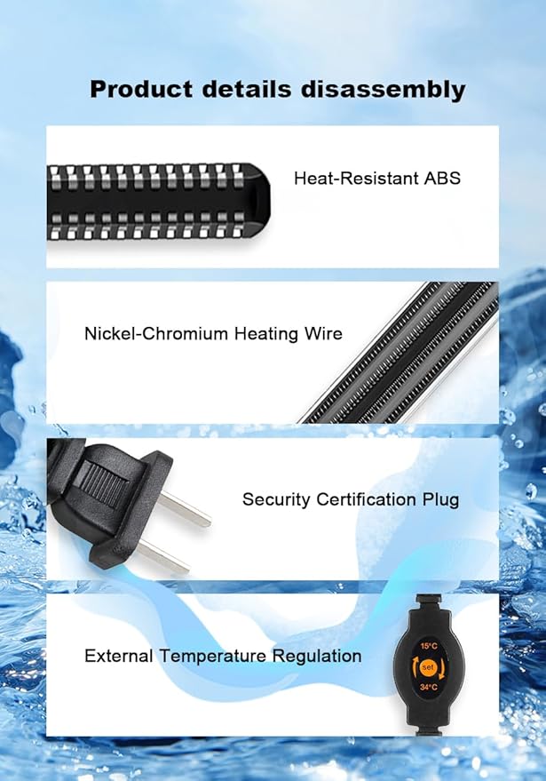 300W Aquarium Heater, Adjustable Thermostat Fish Tank Heater | Auto Shut-Off, Explosion-Proof for Fresh & Saltwater