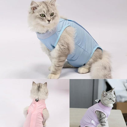 3 PCS Cat Recovery Suit for Spay Abdominal Wounds Female, Cat Onesie for Cats After Surgery, Pet Surgery Recovery Suit Kitten Onesie for Cats Anti Licking (Pure, Small)