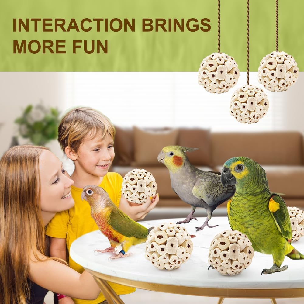 7Pcs Bird Toys for Parrots - Natural Soft Chew Shredding & Foraging Toy for Cockatiel Conure Quaker Parrot Budgie Parakeet Rabbit Bunny Guinea Pig Chinchilla