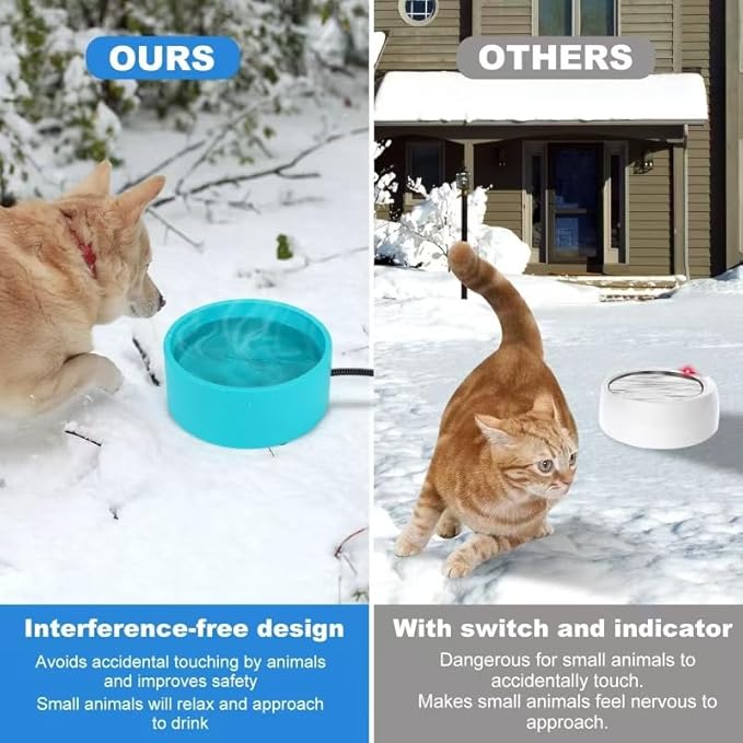 3.2L Heated Water Bowl for Pets, Outside Heated Dog Bowl, Large Heated Dog Water Bowl Outdoor, Thermostatic Control Heated Cat Bowl, Anti-Freeze Heated Pet Water Bowl for Chicken,Duck,Goose,Rabbit