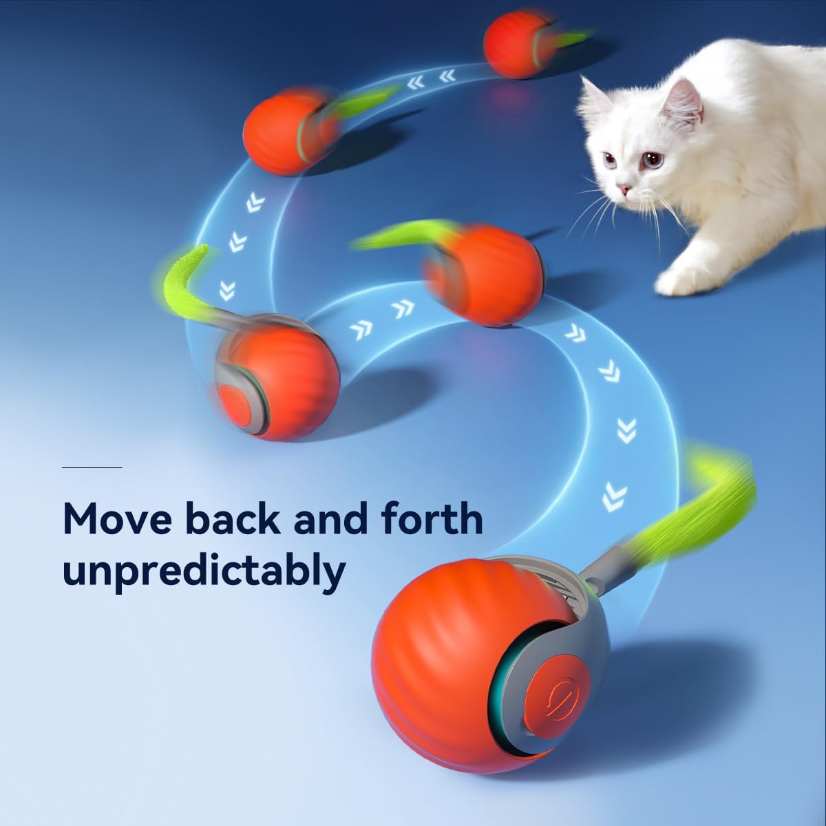 Petgravity Speedy Sprint Ball Toy for Cat Type-C Rechargeable Interactive Cats Toy Blue