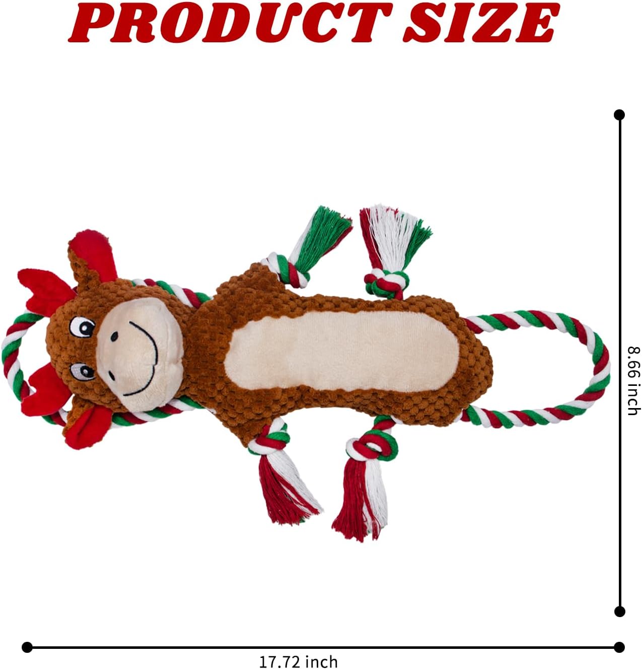 Christmas Squeaky Reindeer Dog Toys-Tug of War Dog Toy for Puppy- Keep Them Busy and Entertained- Interactive Pet Toys for Small & Medium Breeds