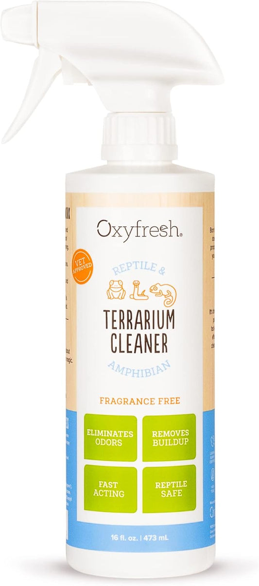 Oxyfresh Premium Terrarium Cleaner – Professional Amphibian and Reptile Terrarium Smell Eliminator – Safe & Quickly Removes Waste & Odors – Streak Free Glass – Bleach Free