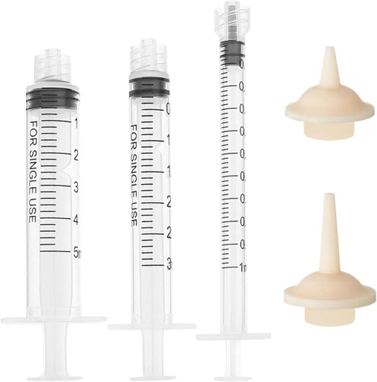 Pet Feeding Syring with Nipple, Silicone Feeding Tools for Kitten Puppy 1ML/3ML/5ML Mini Feeding Syringe and 2 Pcs Nipple for Newborn Cat Dog Small Animals Rabbits (1ml+3ml+5ml)