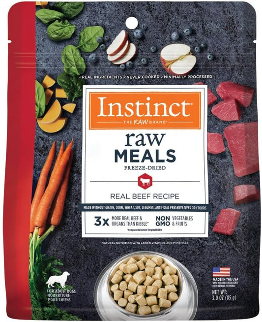 Instinct Freeze Dried Raw Meals, Natural Dry Dog Food, Grain Free - Real Beef, 3 oz. Bag