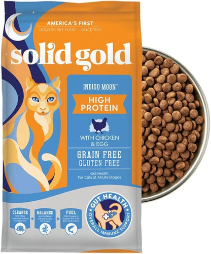 Solid Gold High Protein Dry Cat Food - Grain Free & Gluten Free Chicken Cat Dry Food w/Probiotics for Gut Health & Digestion - High Fiber & Omega 3 - Low Carb Superfood Kibble for Cats All Ages -12LB