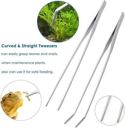 Capetsma Aquascape Tools, Long Stainless Steel Aquarium Plant Tools Aquarium Tweezers Scissors Spatula Tool Set Bonsai Kit Algae Scrapers Aquarium Cleaning Kit for Fish Tank Starter kit