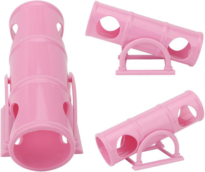 Hypeety Hamster Plastic Seesaw Tunnel Toy Hamster Mouse Hollow Tunnel Tube Toy Funny Exercise Gym Playground for Hmaster Dwarf Gerbil Small Pets (Pink)
