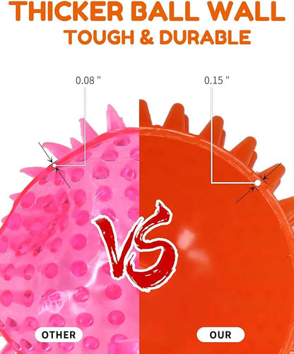 4.5” Heavy Duty Squeaky Dog Balls for Medium Large Dogs, Dog Toys for Aggressive Chewers, Spike Ball Toys for Clean Teeth and Training(2 Pack)
