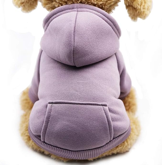 Jecikelon Winter Dog Hoodie Sweatshirts with Pockets Warm Dog Clothes for Small Dogs Chihuahua Coat Clothing Puppy Cat Custume (Purple, X-Large)