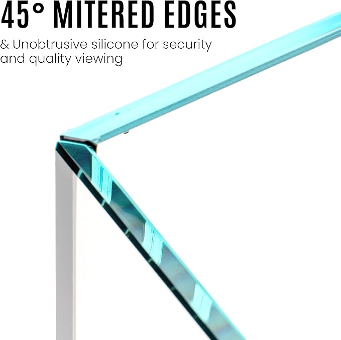 UNS Ultra Clear Rimless Tank - 0.5GAL | 2L - 6.29x6.29x3.14 | 16x16x8 CM, 5mm Glass Thickness, Leveling Mat Included - Low Iron, High Clarity Fish Tank w/ 45° Mitered Edge - [16S]