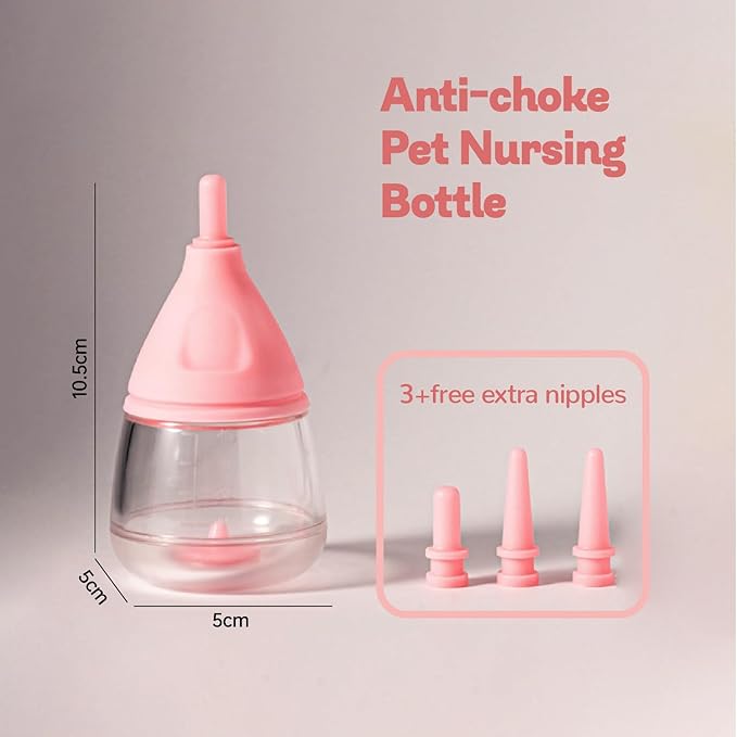 RockTech Ergonomic Kitten Bottle Feeding kit, Puppy Bottles for Nursing Puppy Milk -40ml Anti-Choking Slow Flow Nursing Bottle for Newborn Kittens/Puppies/Small Animals (Pink)