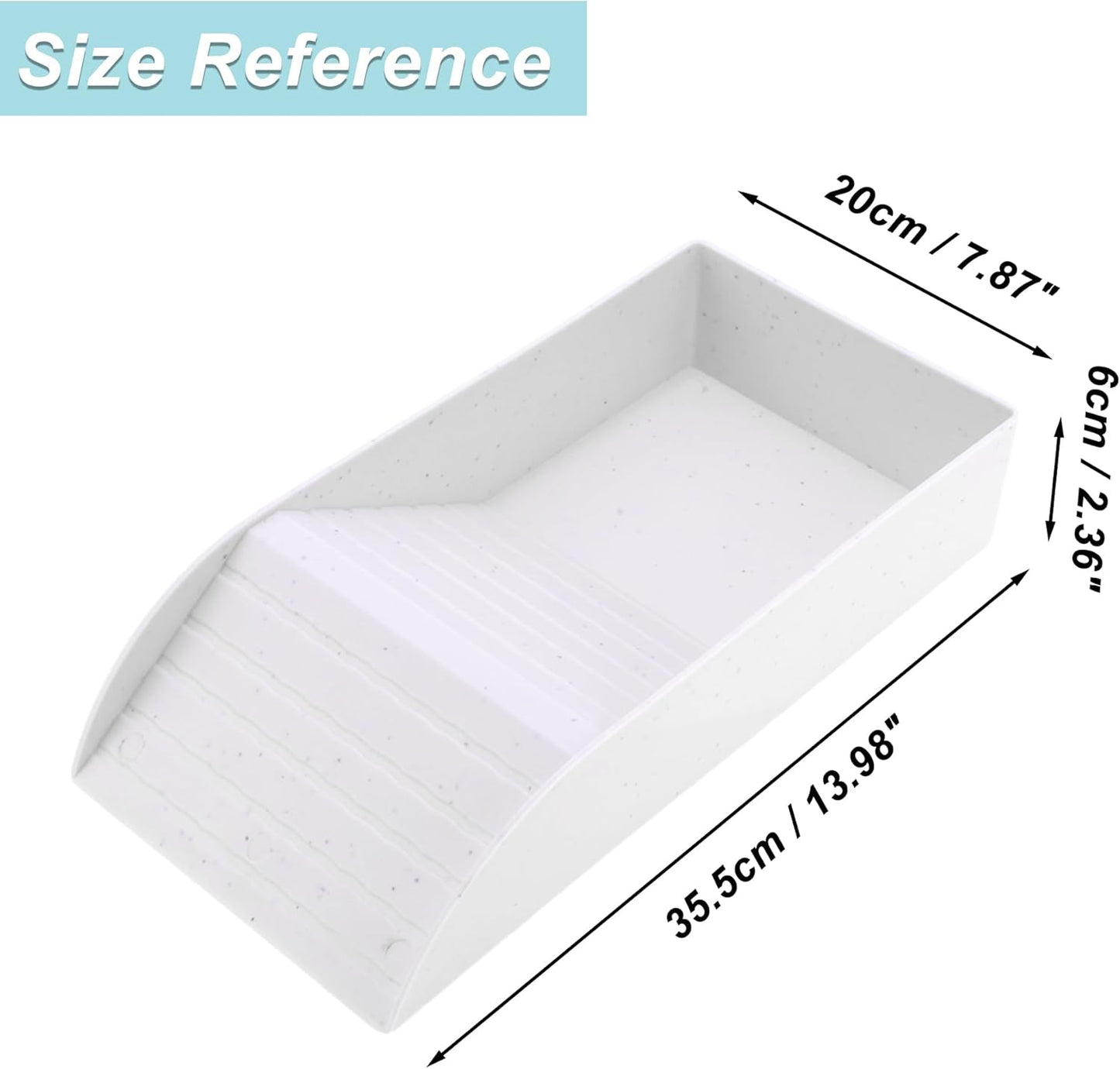 Tortoise Food Dish with Ramp, Plastic Reptile Water Bowl, Tortoise Water Pool, Reptile Climbing Ramp for Turtles Lizards, 13.98"x7.87"x2.36", White