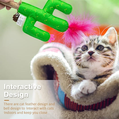 PAZ'S GIFT Catnip Toys - Cat Kick & Rope Toys for Indoor Play, Cat & Kitten Teething Chew Toys for Aggressive Chewing & Teeth Cleaning (Polygonum tinctorium Cactus)
