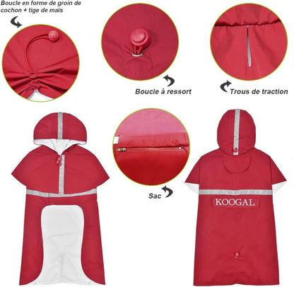 Pet Large Dog Raincoat Apparel Poncho Waterproof for Medium Large Sized for Dog Raincoat Clothes Jacket,Pet Dog Rain Jacket (Red,5XL)