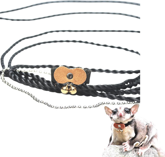Sugar Glider Traction Rope Strap Anti-Biting Chain Rope, Small Animal Walking Collar Harness with Lead Leash for Hamster Gerbil Rat Mouse Ferret Chinchilla Squirrel (Yellow)