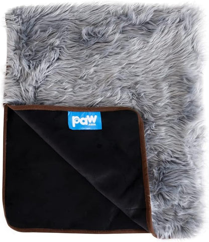 PAW BRANDS PupProtector Waterproof Throw Blanket for Dogs and Cats, Pet Blanket Cover for Couches, Sofas, Beds, Car Seats, Furniture, Calming Soft Faux Fur, Charcoal Grey, Large (80" L x 62" W)