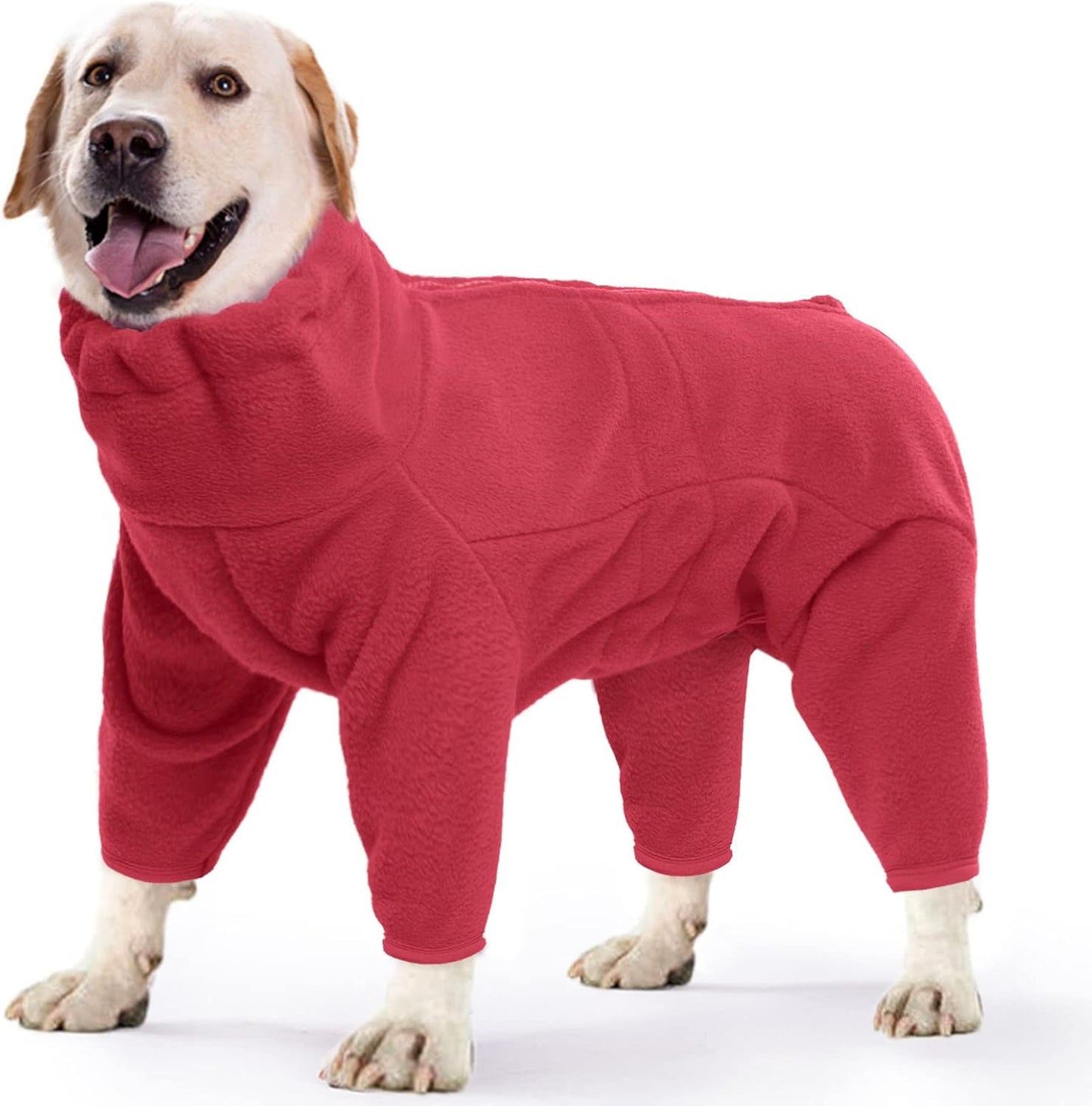 ROZKITCH Dog Snow Jacket, Pet Windproof Warm Cold Weather Jacket Vest Cozy Jumpsuit Apparel Outfit Clothes for Large Giant Dog Walking Hiking Sleep Red 4XL