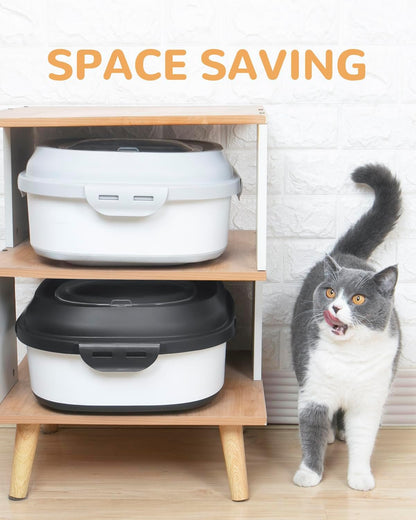 30-35 Lbs Dog Food Storage Container Collapsible Dog Food Container with Airtight Lids, Wheels, Scoop and 2pcs Food Storage Containers, Large Pet food storage for Dog, Cat (Black)