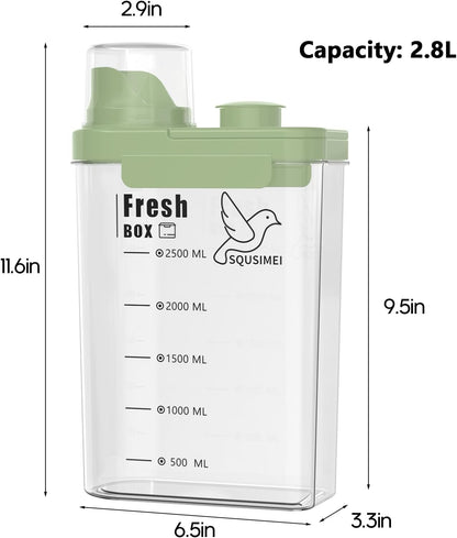 3 Qt/2.8 L Bird Seed Storage Container with Lids Airtight Measuring Cup, Bird Seed Dispenser Pet Food Container Are Used to Store Bird Food, Chicken Feed BPA Free (2.8L, Green)