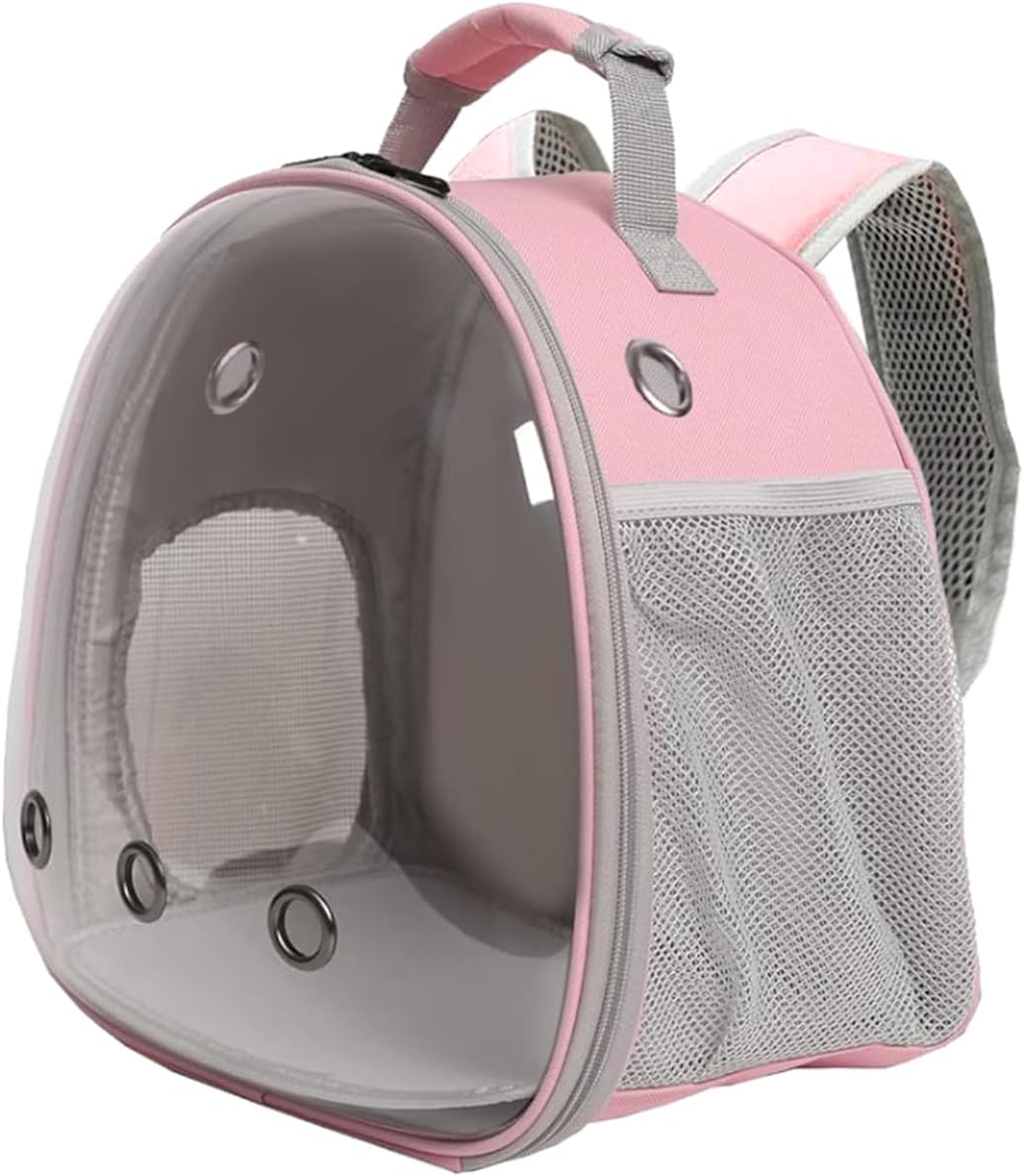 Guinea Pig Carrier, Clear Bubble Window for Guinea Pig, Bunny Rat Bird (Pink, Backpack)