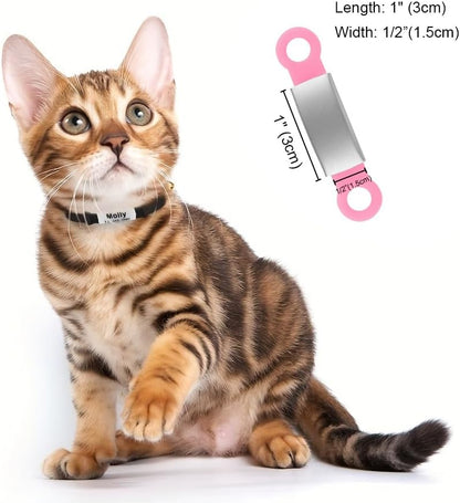 Personalized Engraved Cat Collar Multiple Colors with Slide-in Pet ID Tag Adjustable Detachable Design Colorful Nylon Soft and Durable 2/5" Wide，7"-11" Long (Colorful)