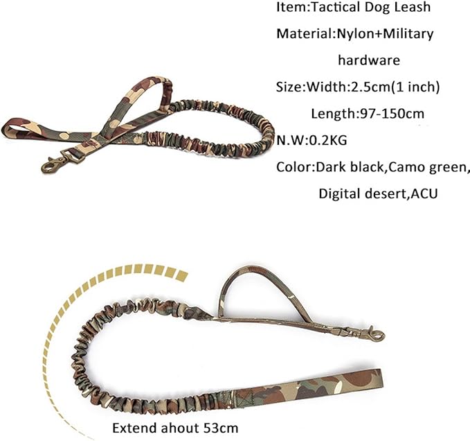 Tactical Scorpion Gear Dog Leash Canine K9 Military Training Vest Harness