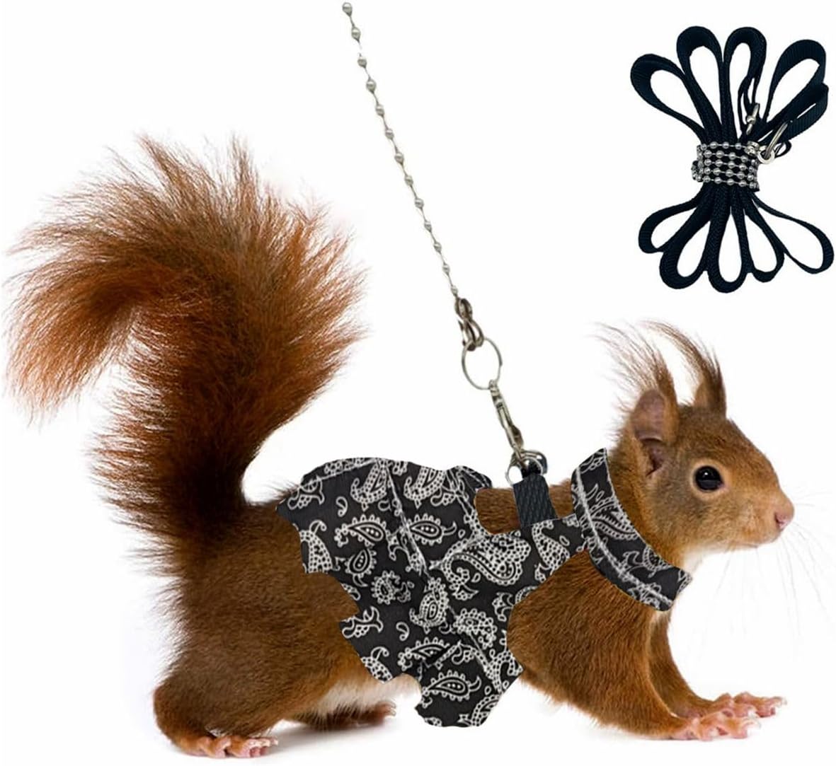 3 Sets Squirrel Leash and Harness Set,Traction Rope Strap, Ferret Harness Vest, Adjustable Flora Small Animal Harness Vest for Ferret, Dwarf Chinchilla, Guinea Pig, Fancy Rat (Small)